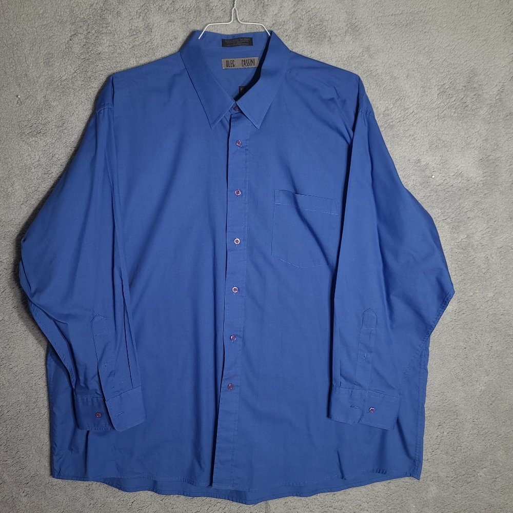 Oleg Cassini Blue Casual Button Down Shirt